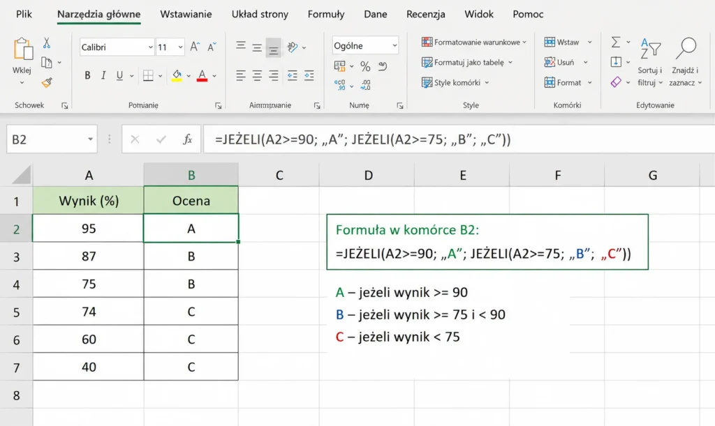 funkcja jeżeli excel